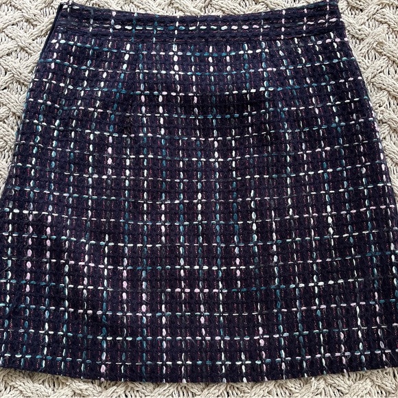 LOFT Petite Tweed Mini Skirt Multicolor Navy Pockets Lined 489329 Size 0 Petite - Picture 3 of 13